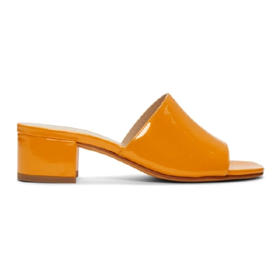 Maryam Nassir Zadeh Yellow Patent Sophie Slide Sandals In 125 Mango
