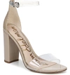 Sam Edelman Yaro Ankle Strap Sandal In Clear/ Nude Patent Leather