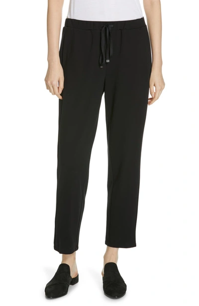 Eileen Fisher Drawstring Organic Cotton Crop Pants In Black