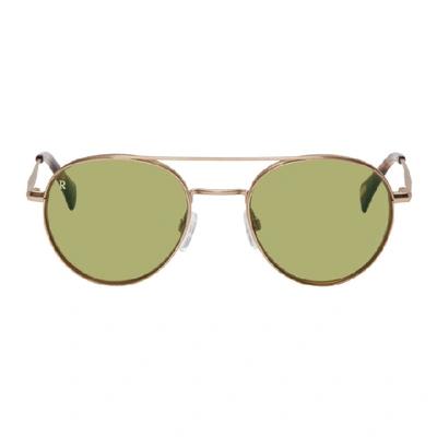 Raen Gold And Green Aliso Sunglasses In Gld Tort Ol