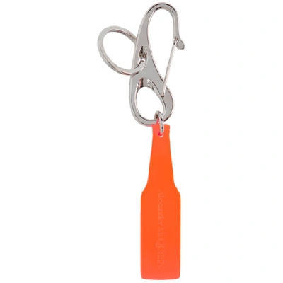 Alexander Mcqueen Orange Hook And Bottle Keychain In 7521 Orange