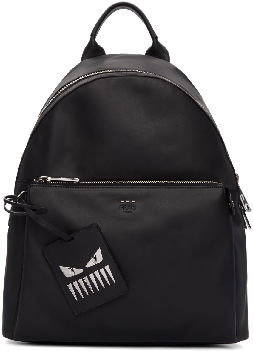 fendi black leather backpack