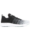 Apl Athletic Propulsion Labs Techloom Pro Knit Running Shoe In White / Heather Grey / Black Melange