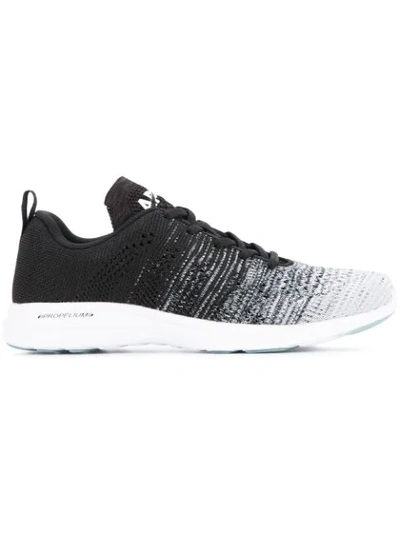 Apl Athletic Propulsion Labs Techloom Pro Knit Running Shoe In White / Heather Grey / Black Melange