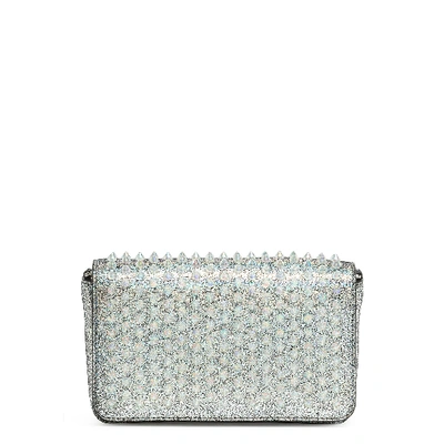 Christian Louboutin Zoompouch Silver Leather Pouch In Silver/glitter