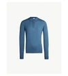 John Smedley Belper Knitted Polo Jumper In Blue Iris