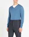 John Smedley Blenheim V-neck Wool Jumper In Blue Iris