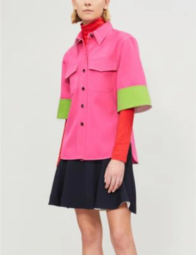 Calvin Klein 205w39nyc A-line Wool-crepe Mini Skirt In Navy