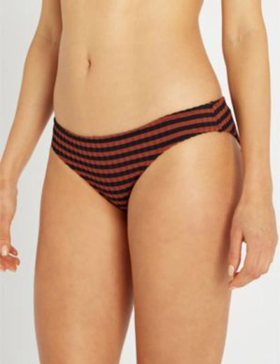 Solid & Striped Eva Striped Low-rise High-leg Bikini Bottoms In Riad Black