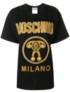 Moschino Logo-embroidered Cotton-jersey T-shirt Dress In Black