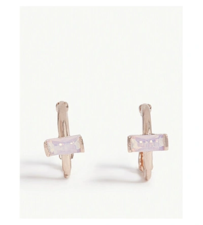 Astrid & Miyu Mystic Dreams Opal Huggies Earrings In Rose Gold