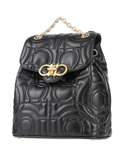 Ferragamo Gancini Quilted Leather Backpack In Black
