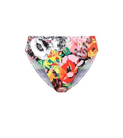 Versace High Waist Printed Lycra Bikini Bottoms In Multicoloured