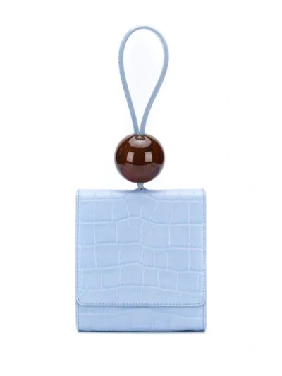 By Far Ball Croc-effect Leather Top Handle Bag  In Blue