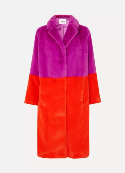 Stand Studio Maribel Colour-block Faux Fur Coat In Purple | ModeSens