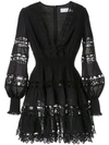 Zimmermann Primrose Daisy Crochet-trimmed Swiss-dot Cotton Mini Dress In Black