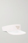 Prada Cotton & Plexi Visor W/ Logo Tag In White