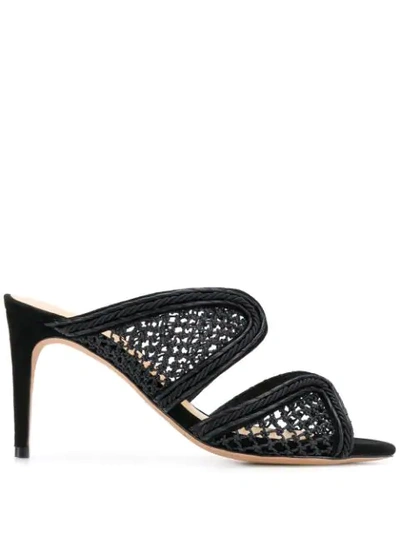 Alexandre Birman 75mm Amanda Mesh & Suede Mules In Black