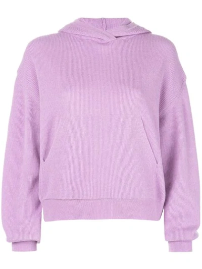 Nanushka Ribbed Wool Blend Sweatshirt Hoodie In Purple