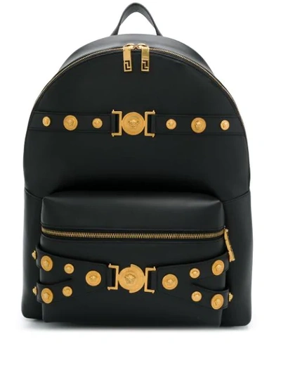Versace Tribute Leather Backpack In Black