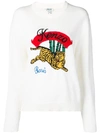 Kenzo Jumping Tiger Embellished Mock-neck Sweater In White