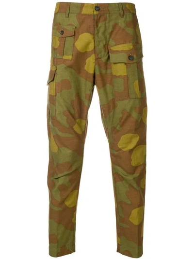 Dsquared2 16cm Boxer Cotton Canvas Cargo Pants In Camouflage