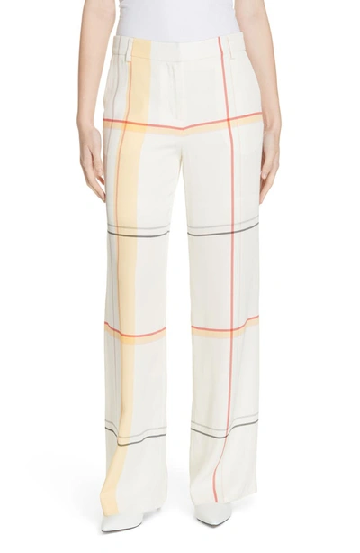 Equipment Arwen High-waist Multi-stripe Silk Trousers In Nature White Multi