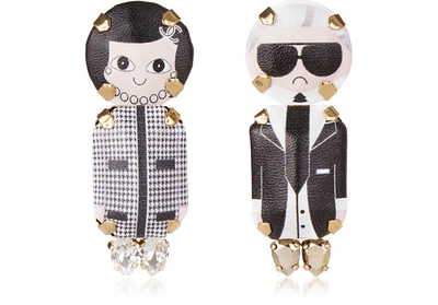 Bijoux De Famille Designer Earrings Karl & Coco Pendant Earrings In Blanc