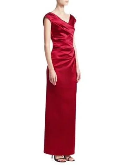 Talbot Runhof Women's Satin Ruched Gown In Scarlet