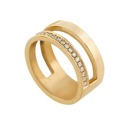 Edge Only 14ct Gold Diamond Pave Parallel Ring | Eternity Band