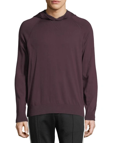 Vince Men's Cotton Pullover Hoodie In Mulberry