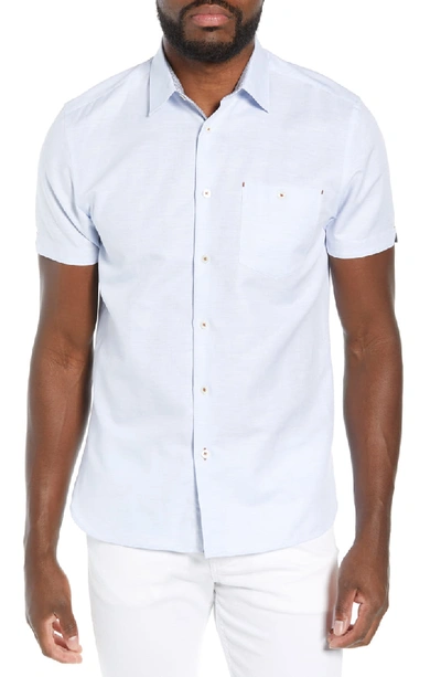 Ted Baker Graphit Slim Fit Cotton & Linen Shirt In Light Blue