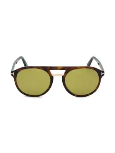 Tom Ford Ivan 54mm Round Aviator Sunglasses In Brown Tortoise