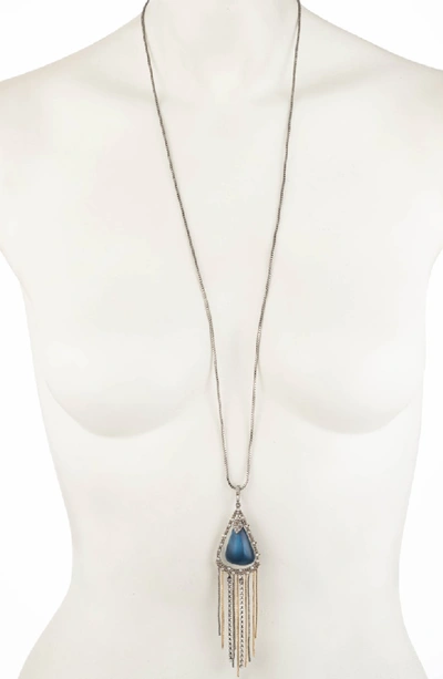 Alexis Bittar Long Crystal Encrusted Pendant Necklace In Pacific