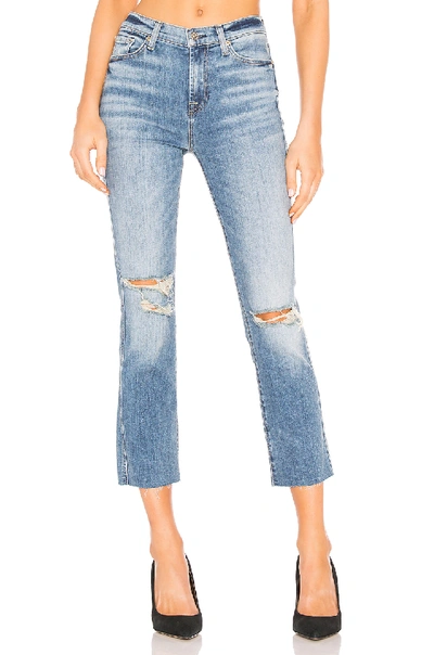 7 For All Mankind Edie Distressed Straight Jeans In Pretty Vintage Blue
