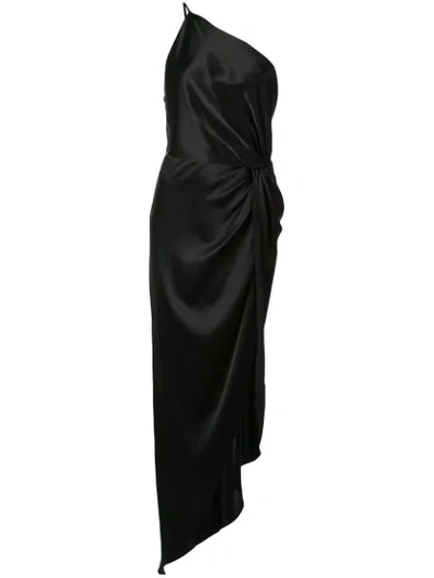 Michelle Mason 交叉细节旋褶礼服 - 黑色 In Black