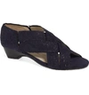 Amalfi By Rangoni Desio Embossed Cross Strap Sandal In Navy Leather