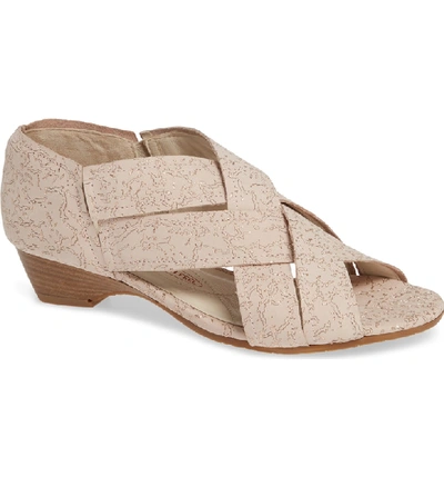 Amalfi By Rangoni Desio Embossed Cross Strap Sandal In Rose Leather