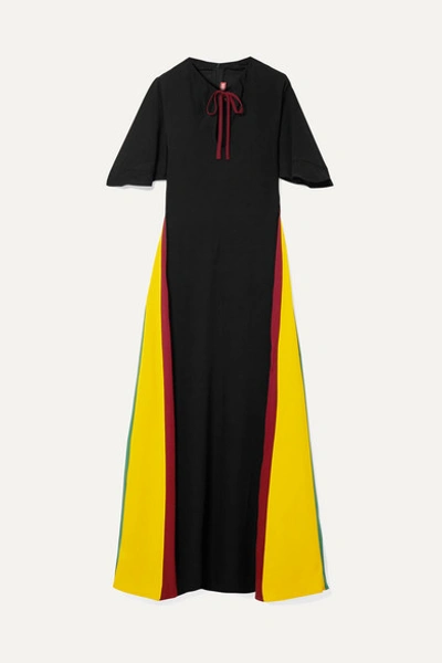 Staud Victorian Rainbow-panel Maxi Dress In Black/ Multi