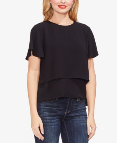 Vince Camuto Tiered Crepe Blouse In Rich Black