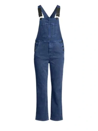 3x1 Rose Cropped Denim Overalls In Moon Blue