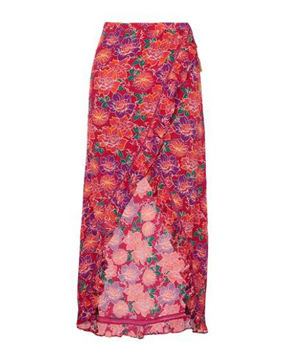 Paloma Blue Stevie Ruffled Floral-print Crepe De Chine Wrap Maxi Skirt In Ruby Lotus