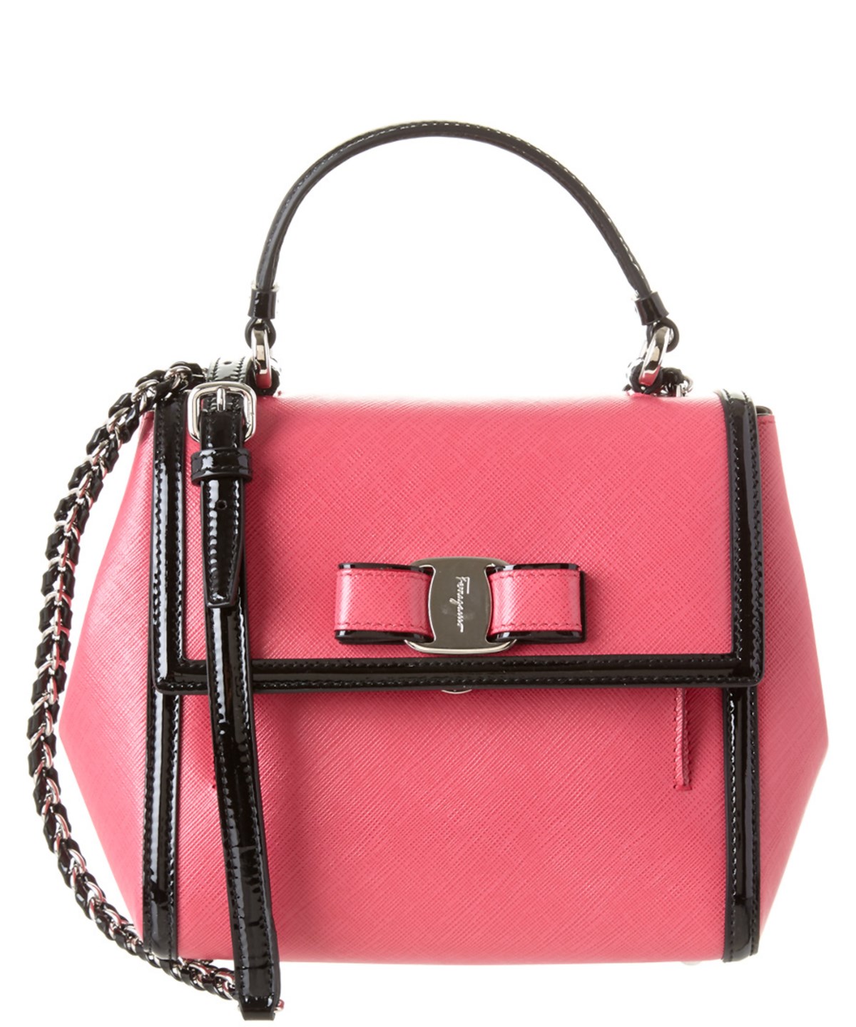 Salvatore Ferragamo Carrie Vara Bicolor Leather Shoulder Bag' In Pink