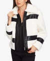 1.state 1. State Faux-shearling Bomber Jacket In Soft Ecru