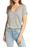 Rails Cara Butterfly-print V-neck Tee In Heather Grey Butterflies