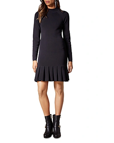 Karen Millen Lace-inset Pleated-hem Dress In Black | ModeSens