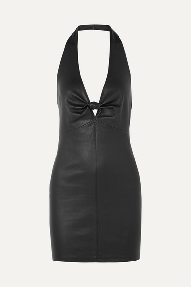 leather halter neck dress