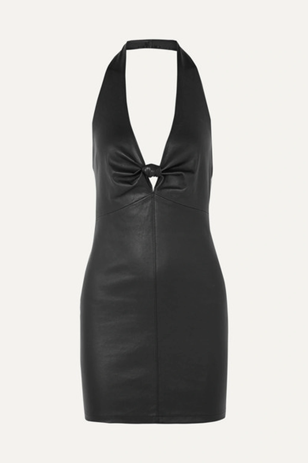 Alexander Wang T Knotted Leather Halterneck Mini Dress In