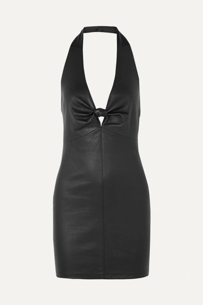 Alexander Wang T Knotted Leather Halterneck Mini Dress In