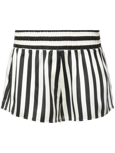 Morgan Lane + Amanda Fatherazi Corey Appliquéd Striped Silk-charmeuse Pajama Shorts In Blue